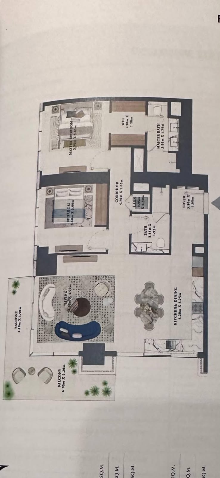 Seller-supplied photographed floor plan for Altan 03-series corner apartment