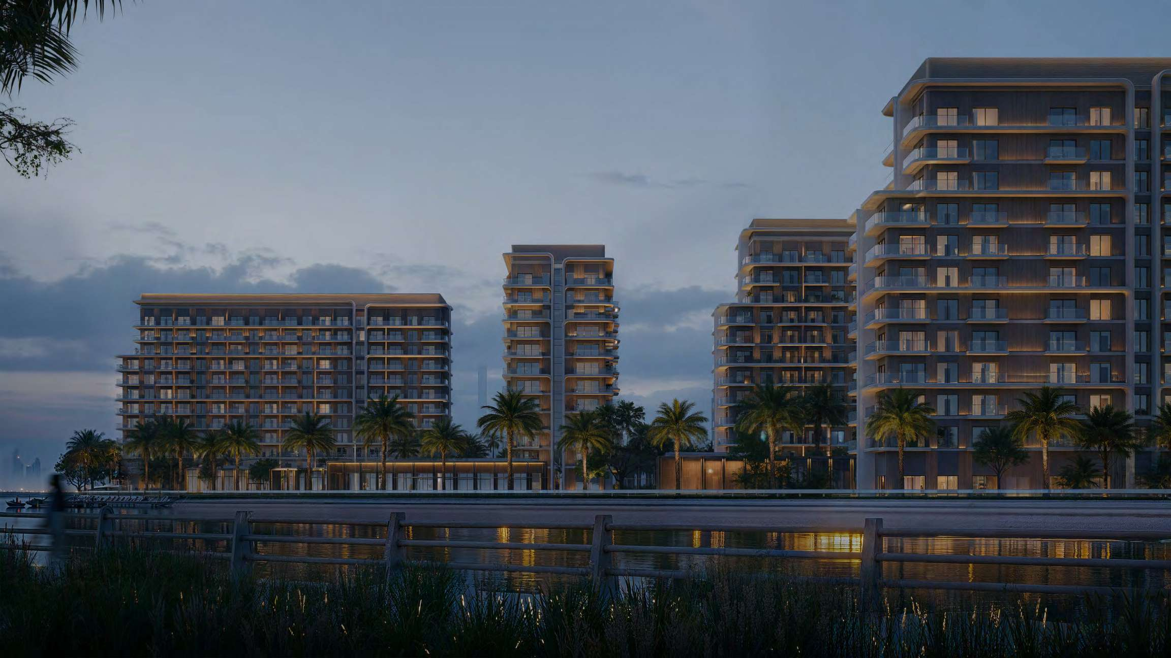 Yas Riva residences and canal-side promenade