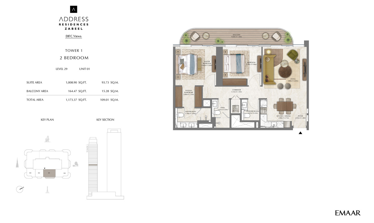 Address Zabeel Tower 1 level 29 unit 01 floor plan